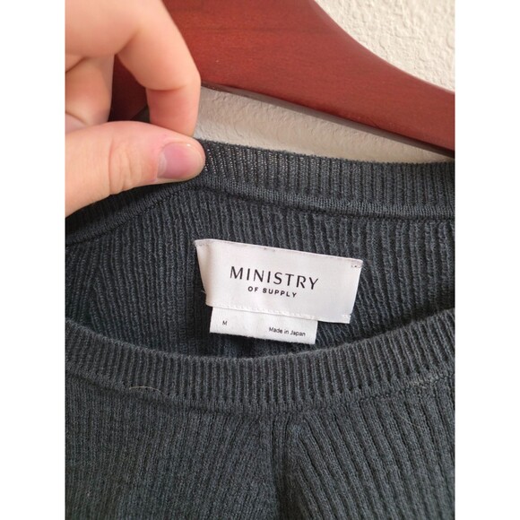 Ministry of Supply Atlas Merino Wool Blend Crew Neck Sweater - Gray Size Med - Picture 2 of 6